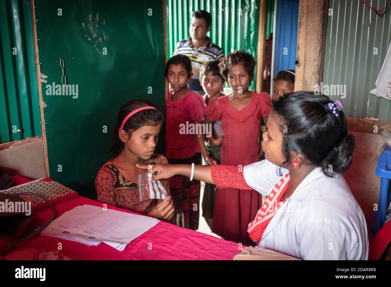 Hospital, camp for Rohingya refugees from Myanmar, Kutupalong, Cox Bazar, Bangladesh Stock Photo