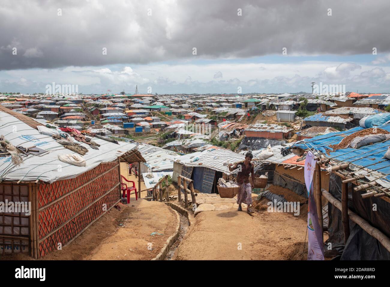 Camp for Rohingya refugees from Myanmar, Kutupalong, Cox Bazar, Bangladesh Stock Photo
