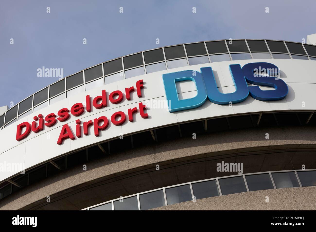 Duesseldorf Airport DUS, lettering at the airport, North Rhine-Westphalia, Germany Stock Photo
