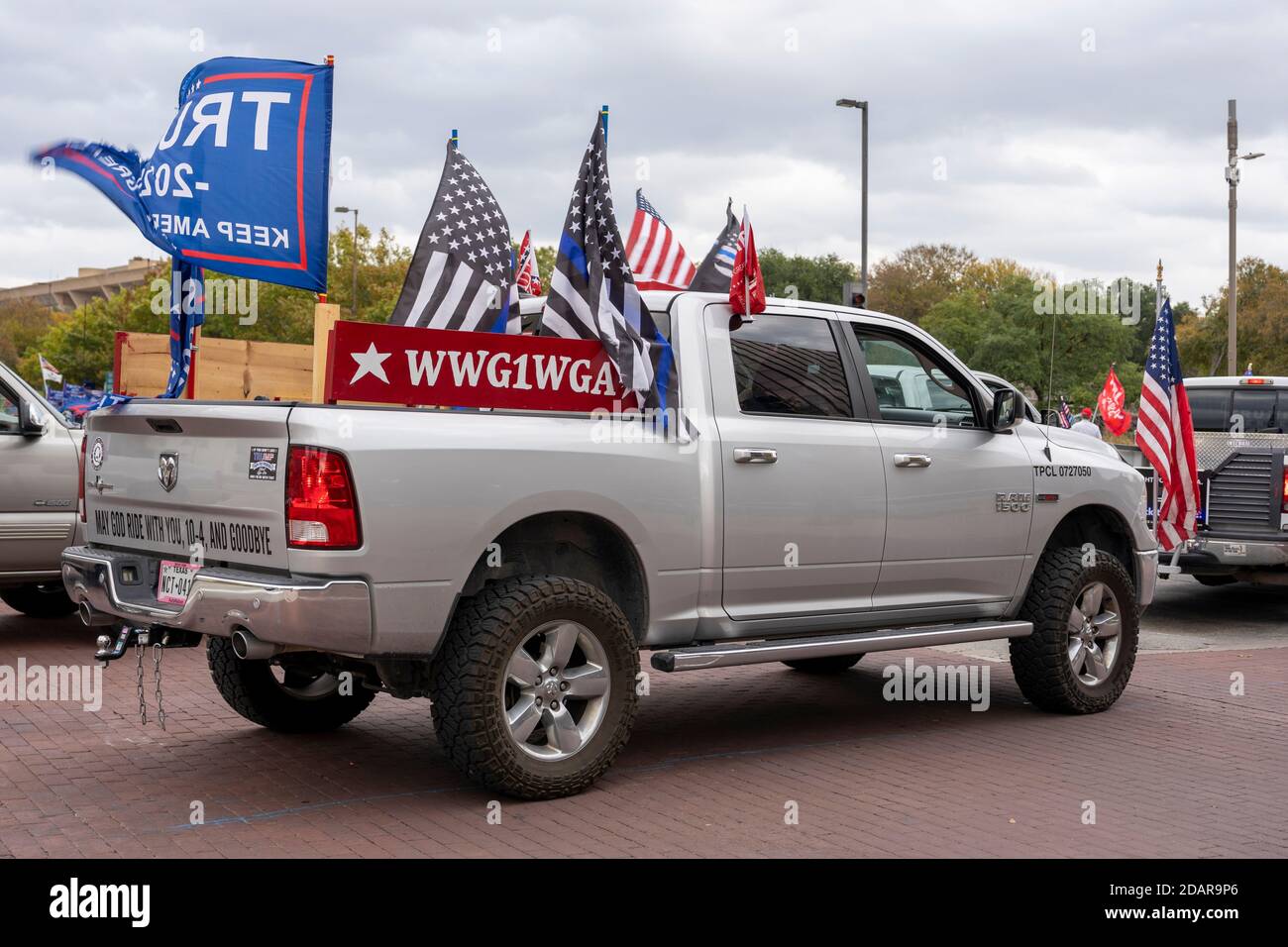 Truck during the Million MAGA March in Dallas, Texas Stock Photo