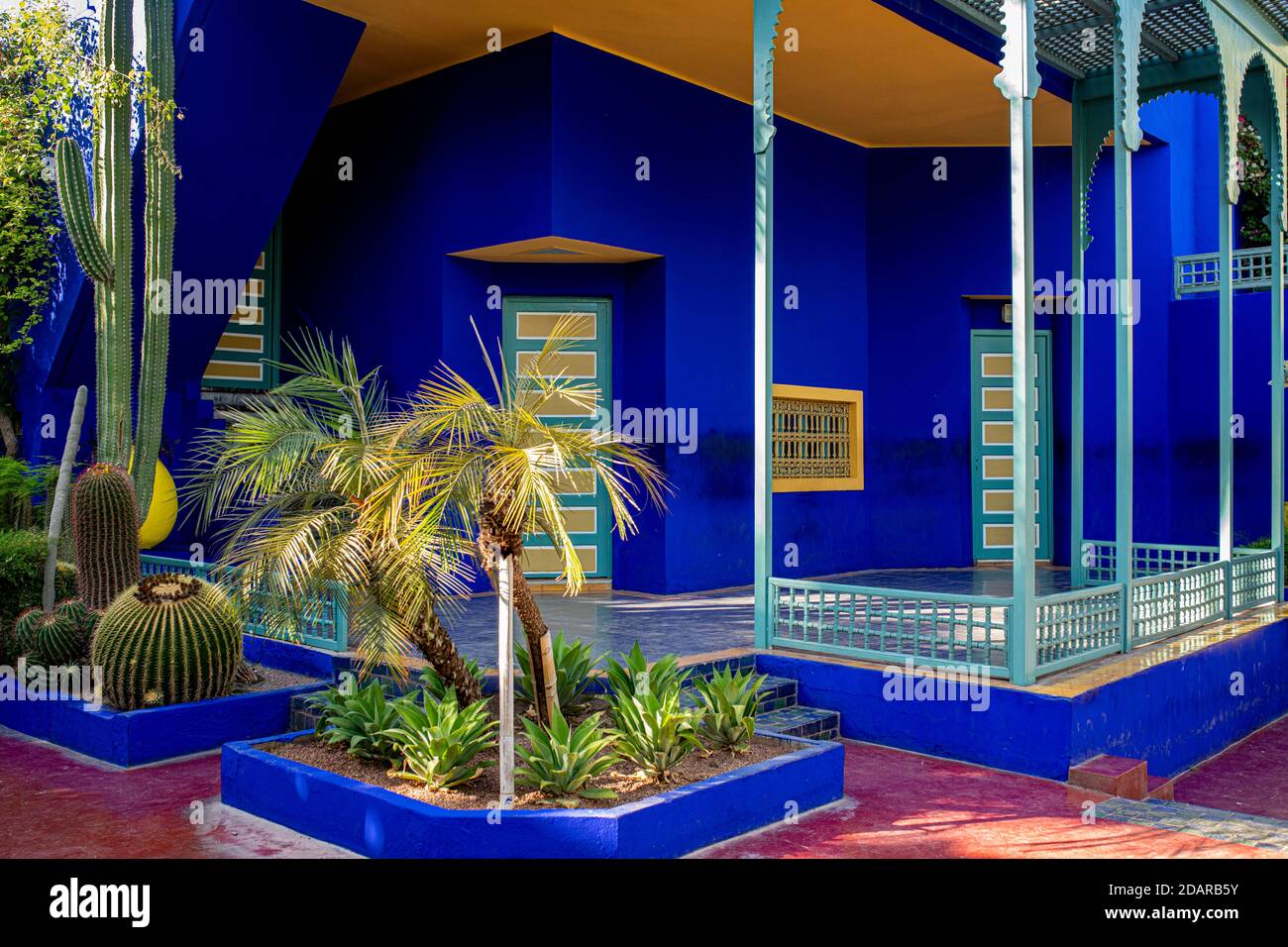 Detail, Jardin Majorelle with blue house of Yves SaintLaurent