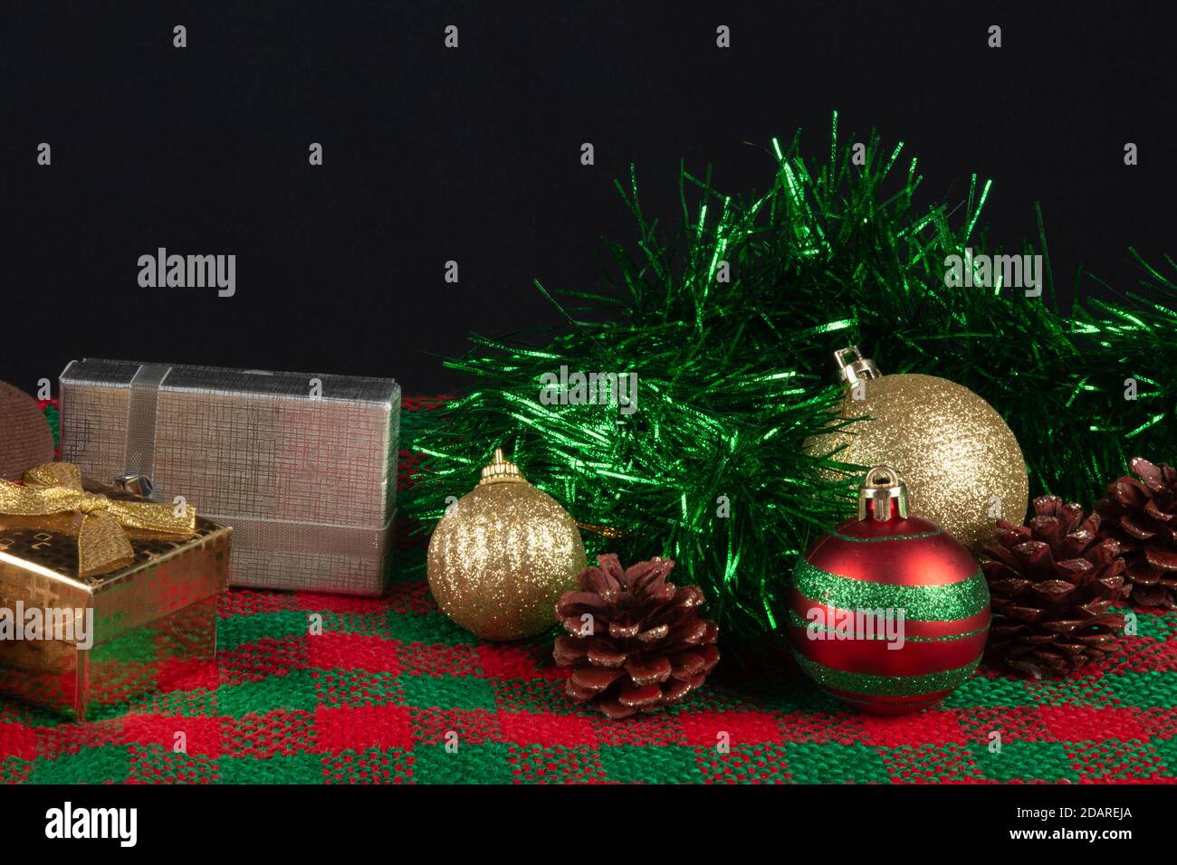 Christmas decoration with black background. Christmas party Stock Photo