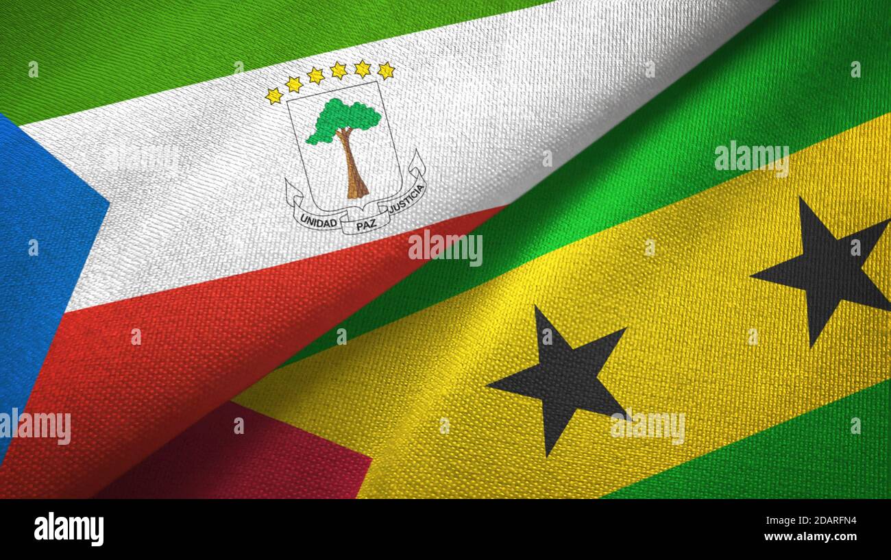 Equatorial Guinea and Sao Tome and Principe two flags textile cloth ...