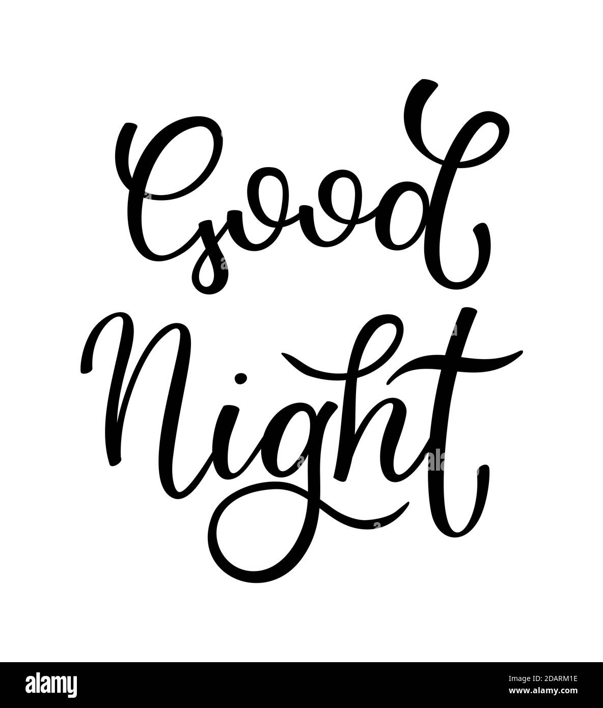 Hand lettering Good night. Template for card, poster, print. Stock Vector