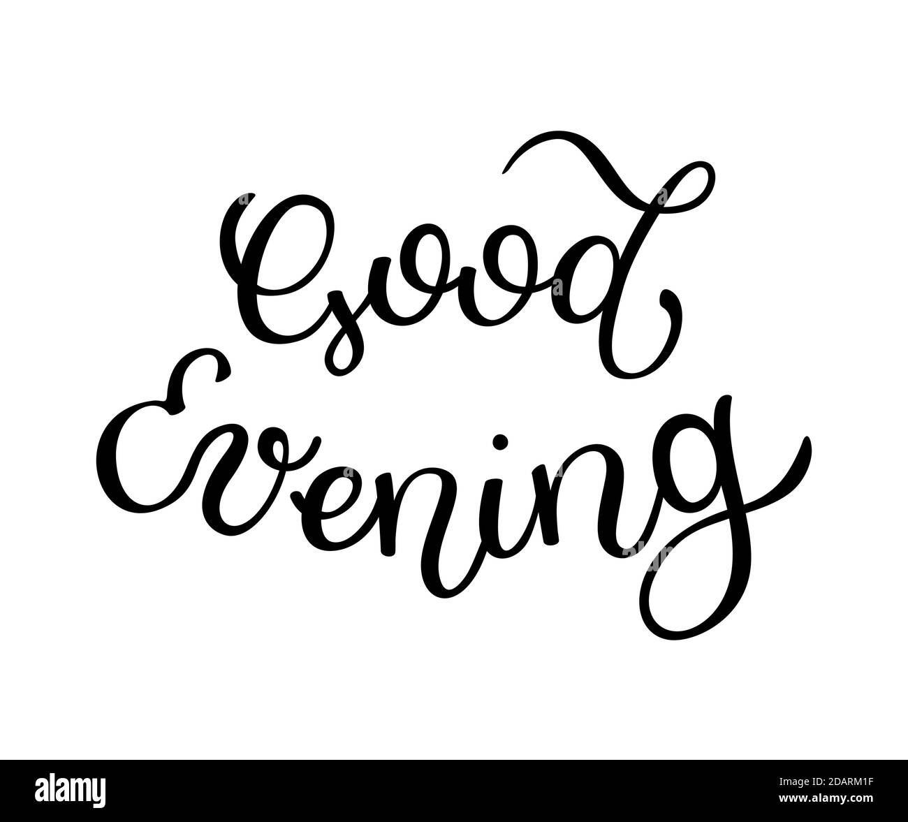 Hand lettering Good evening. Template for card, poster, print. Stock Vector