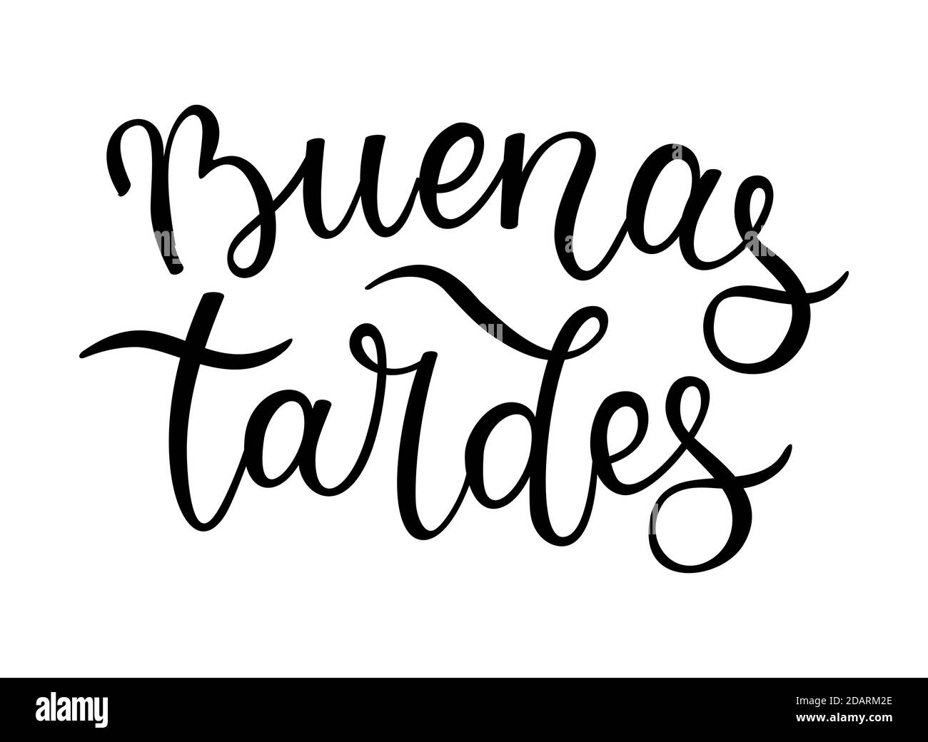 Hand lettering Good evening. Spanish letters. Template for card, poster, print. Stock Vector