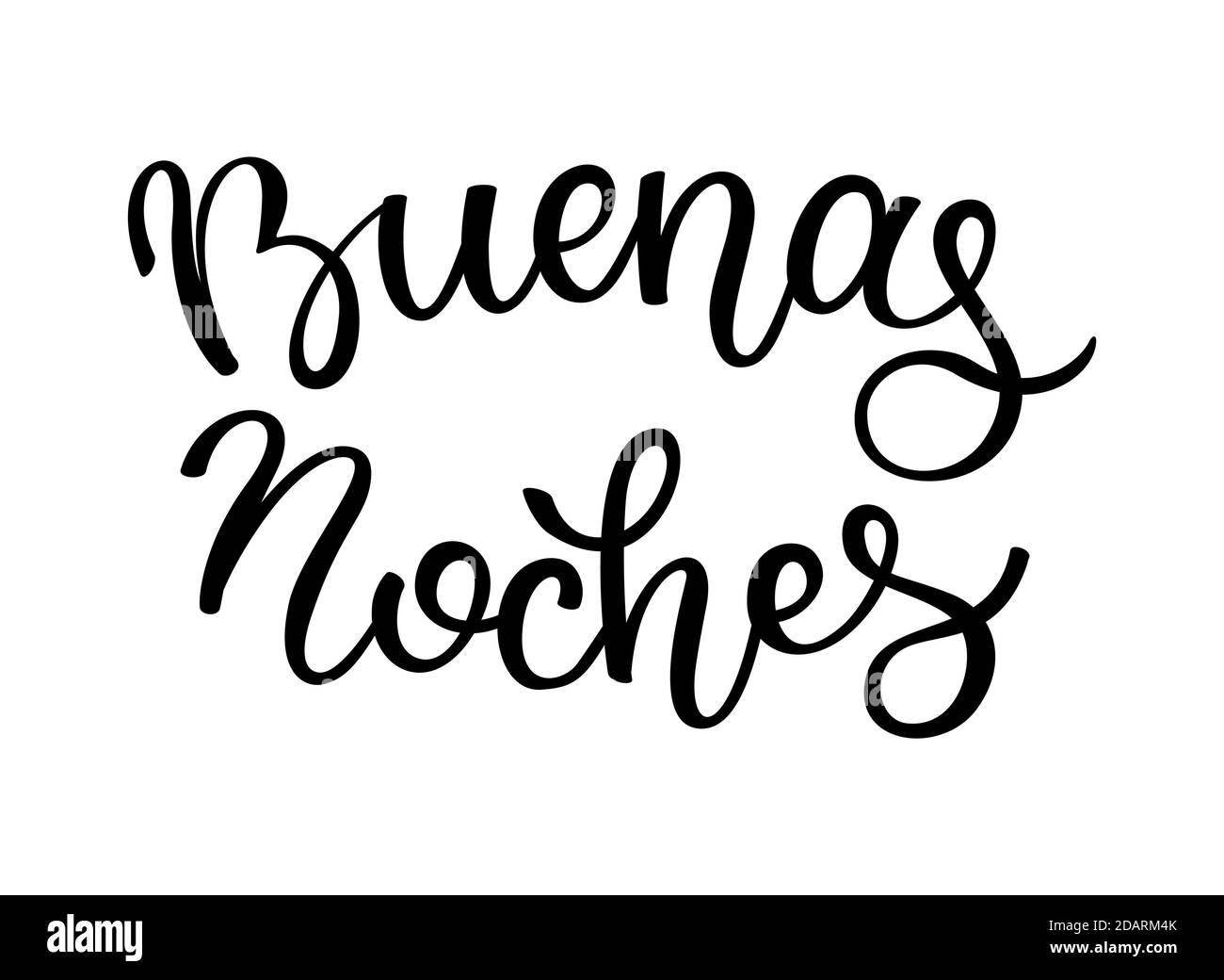 Hand lettering Good night. Spanish letters. Template for card, poster