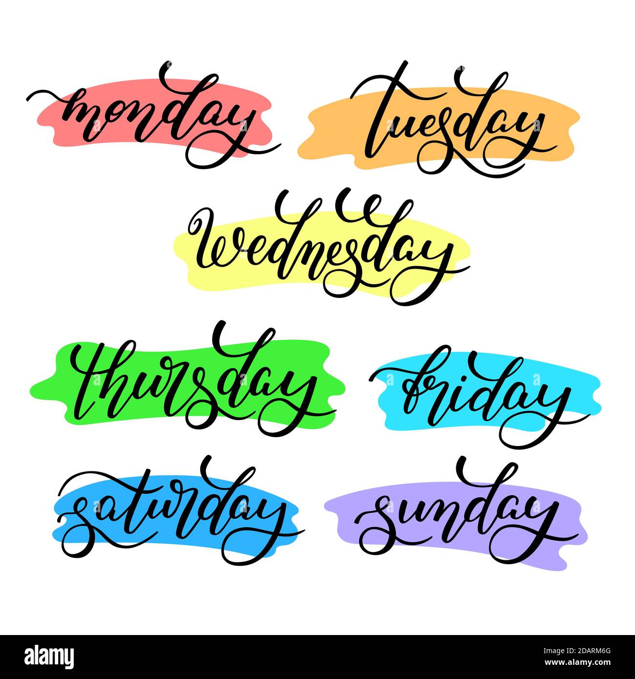 Lettering days of the week - Monday, Tuesday, Wednesday, Thursday, Friday,  Saturday, Sunday. Handwritten words for calendar, weekly plan organizer  Stock Vector Image & Art - Alamy