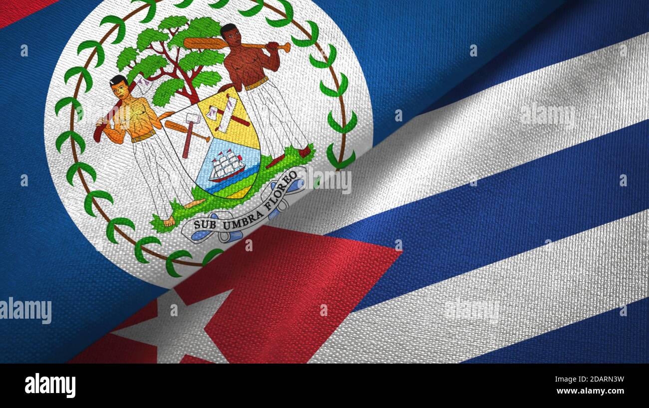 Belize and Cuba two flags textile cloth, fabric texture Stock Photo - Alamy