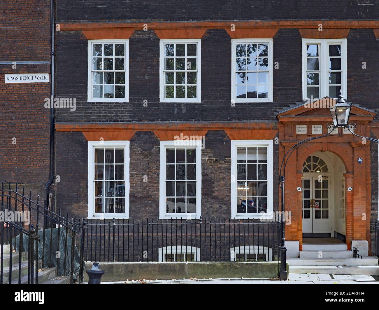 London, England - September 23, 2016:  Lawyers' offices at the Inner Temple, rebuilt in 1678 after older buildings were destroyed in a fire. Stock Photo