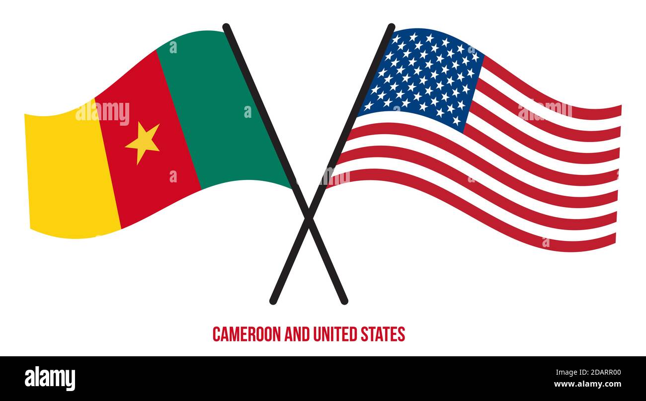 Usa Vs Cameroon Stock Vector Images Alamy Cameroon And United States Flags Crossed And Waving Flat Style Official Proportion Correct Colors 2DARR00