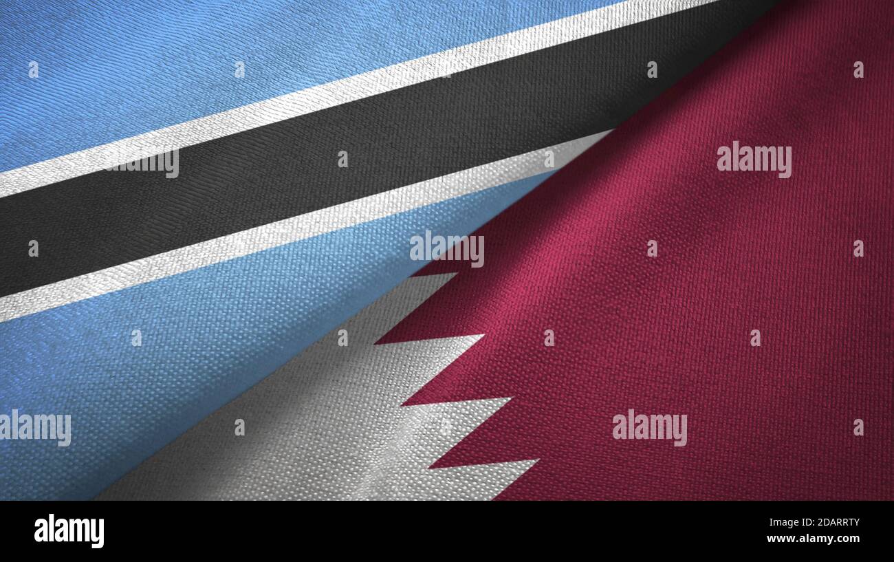 Botswana and Qatar two flags textile cloth, fabric texture Stock Photo