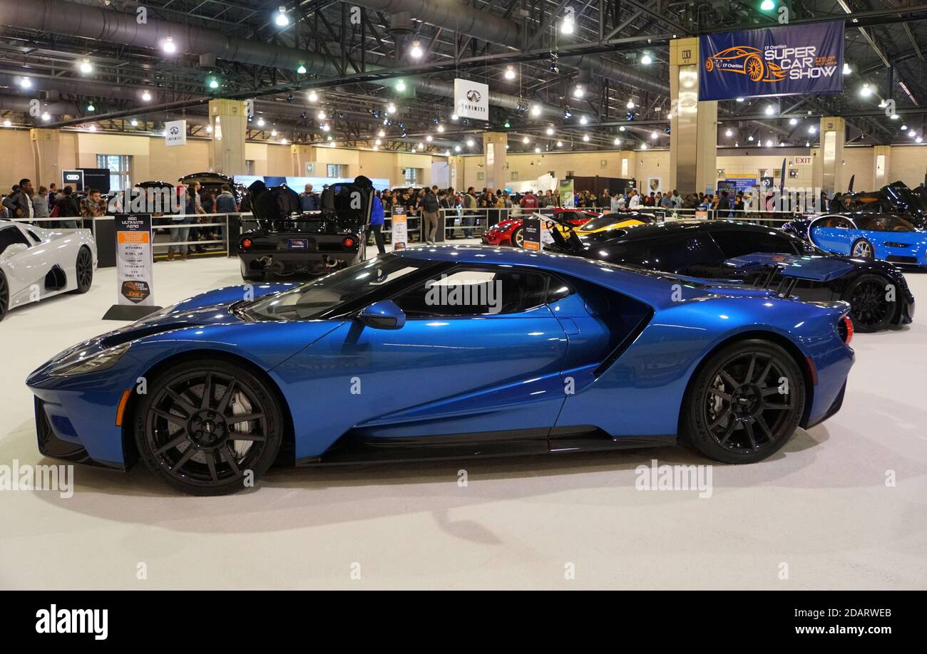 Philadelphia, Pennsylvania, U.S.A - February 10, 2019 - A blue 2019 Ford GT Supercar Configurator Stock Photo