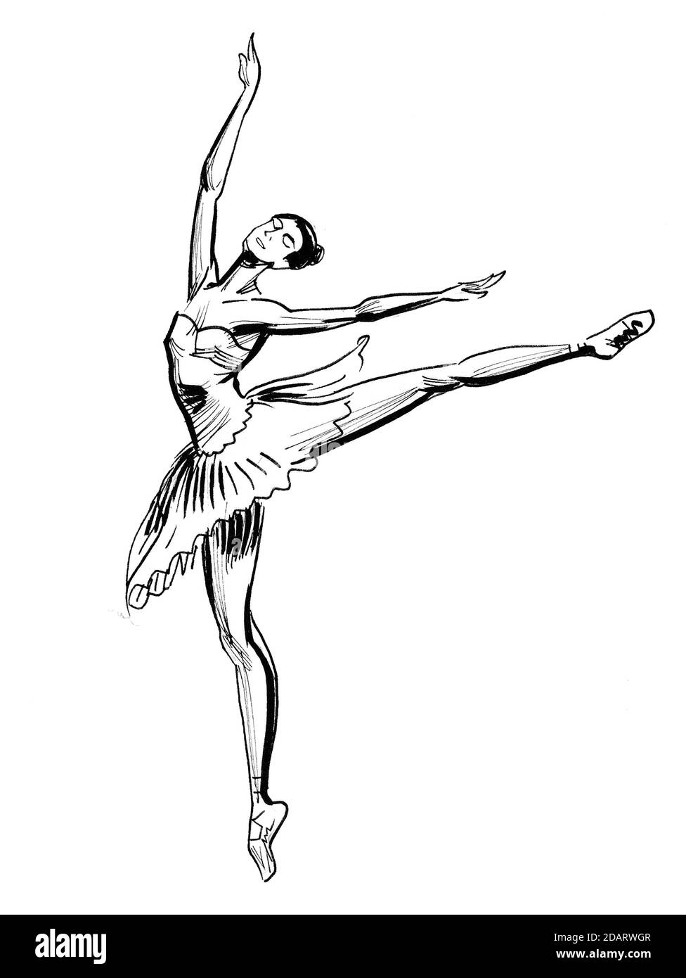 Ink black and white sketch of a gracious dancing ballerina Stock Photo -  Alamy