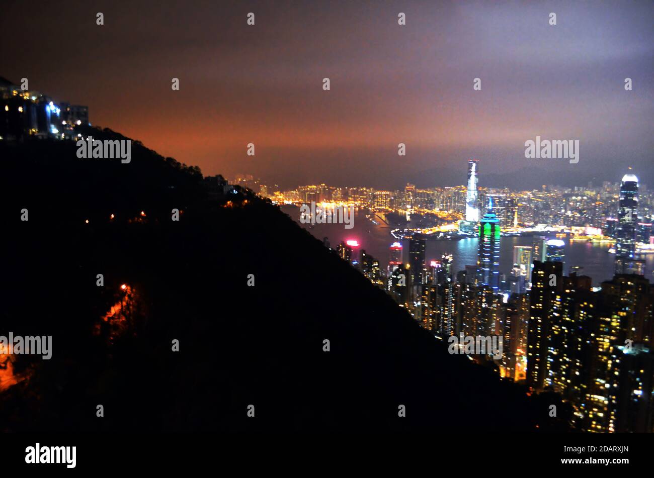 Hong Kong - Victoria Peak Night View of Cityscape Stock Photo - Alamy