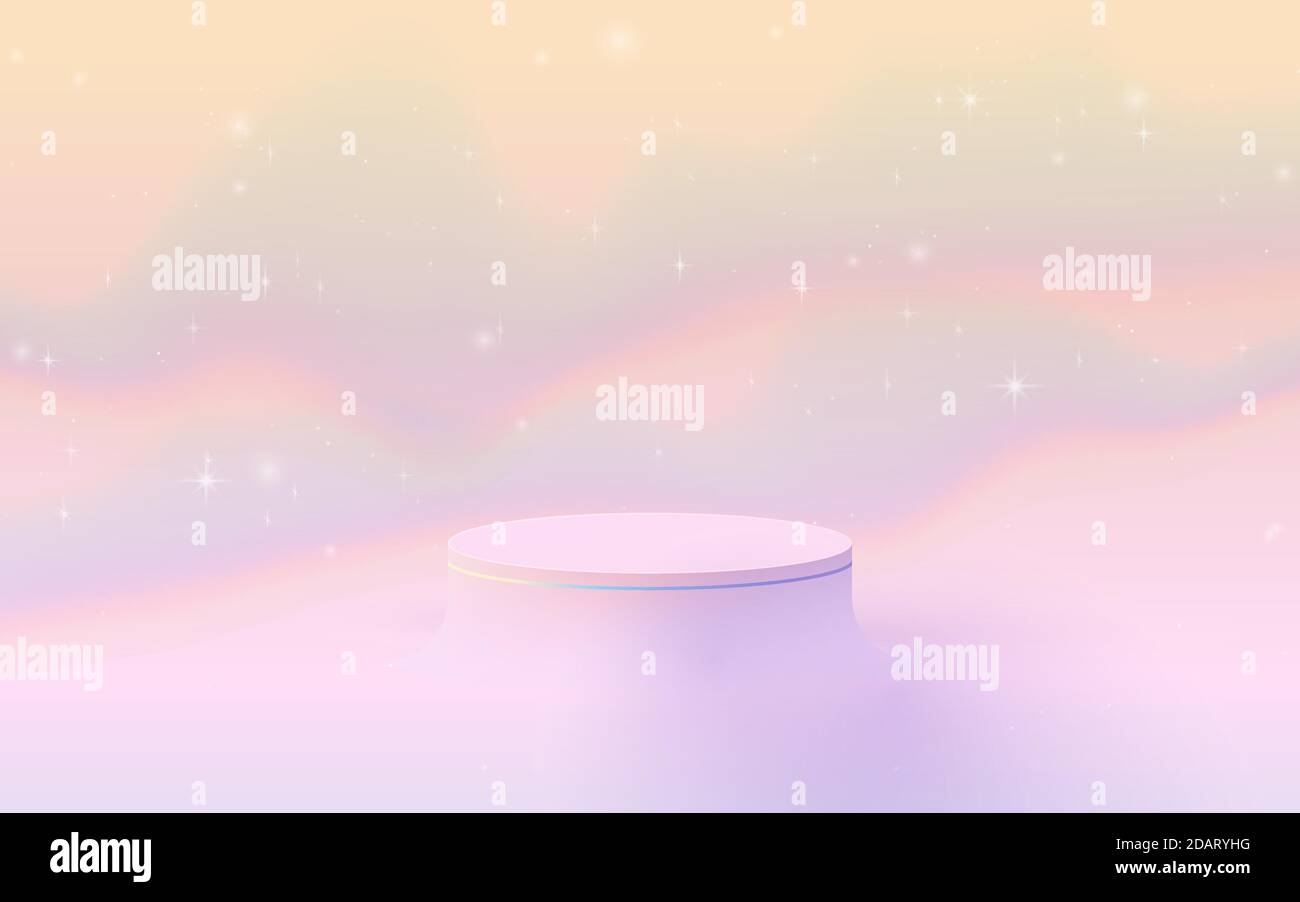 3D soft pink circle podium display on fantasy sky pastel color background.  Vector Illustration Stock Vector Image \u0026 Art - Alamy, image size:1300x902
