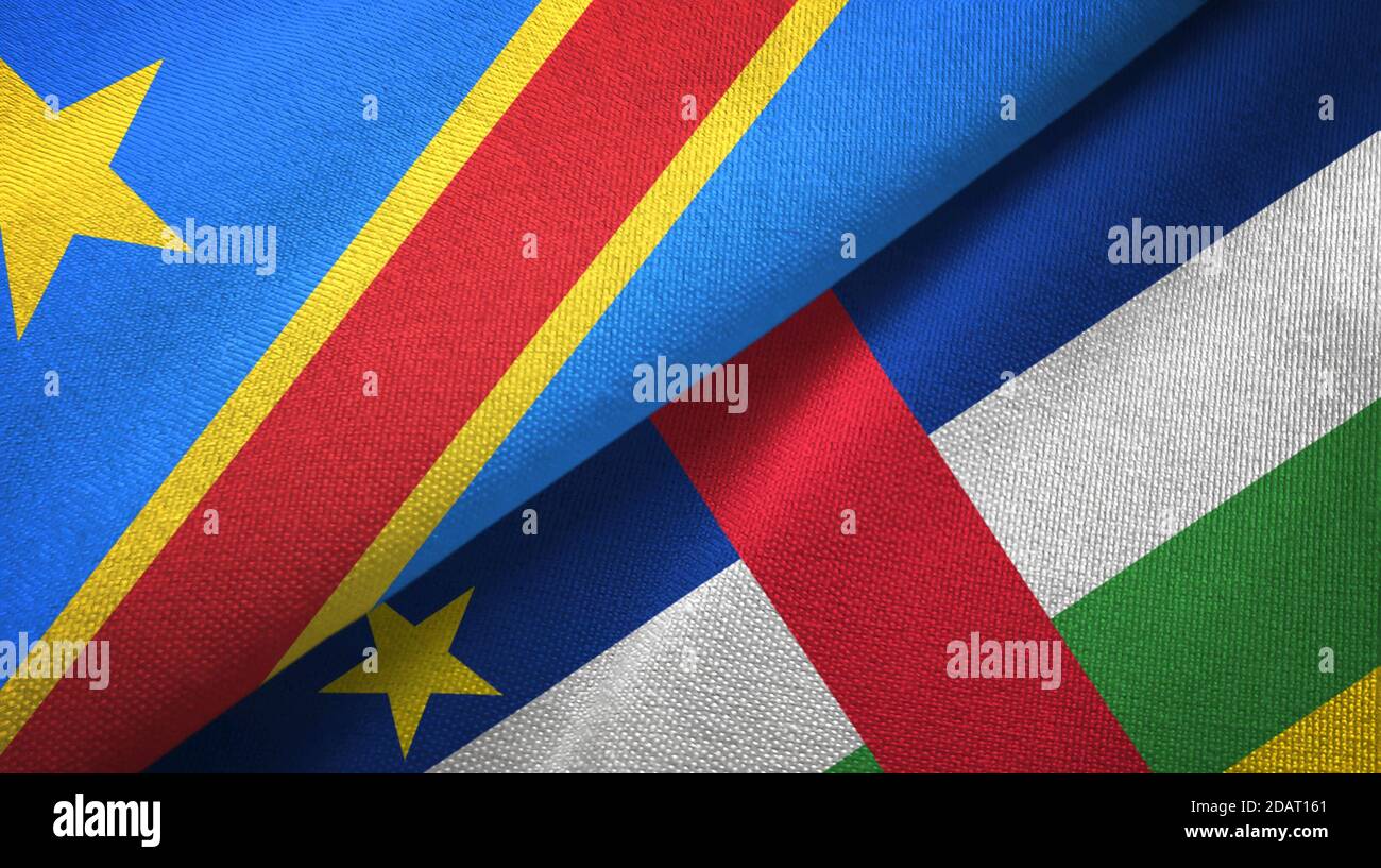Congo Democratic Republic and Central African Republic two flags Stock Photo