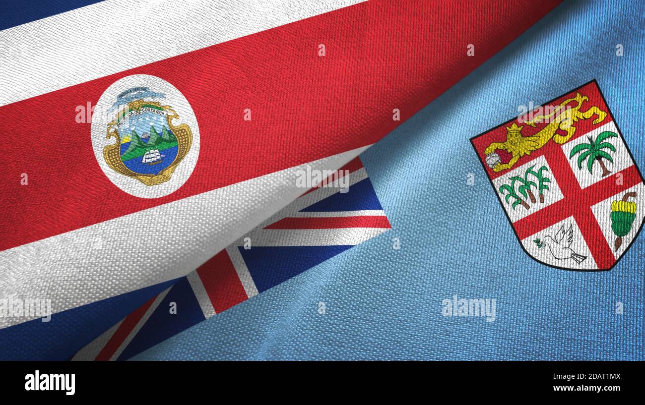 Costa Rica and Fiji two flags textile cloth, fabric texture Stock Photo ...
