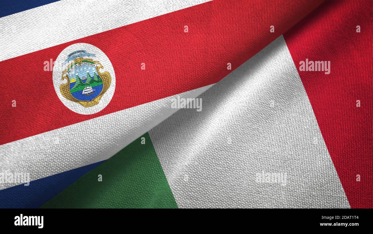 Costa Rica and Italy two flags textile cloth, fabric texture Stock ...