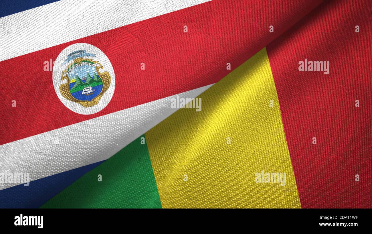Costa Rica and Mali two flags textile cloth, fabric texture Stock Photo ...