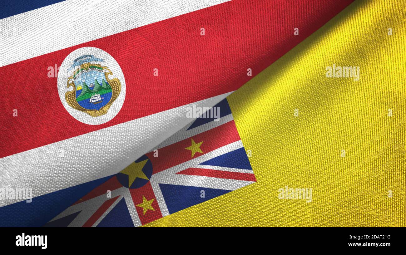 Costa Rica and Niue two flags textile cloth, fabric texture Stock Photo ...