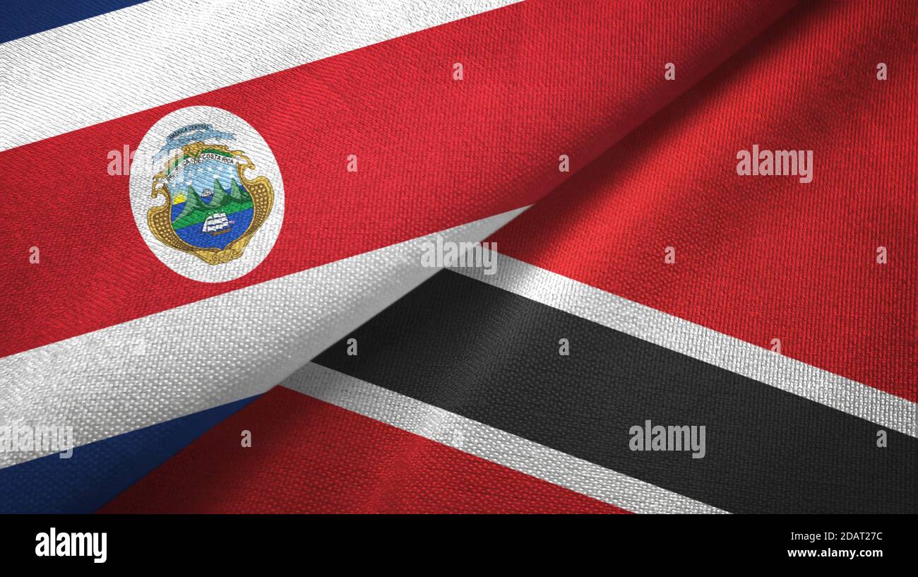 Costa Rica and Trinidad and Tobago two flags textile cloth, fabric ...