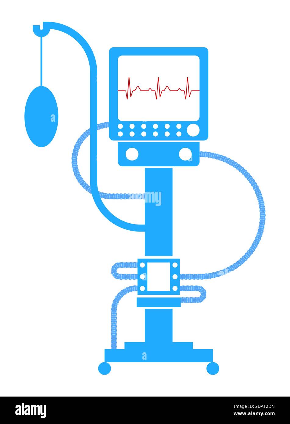 artificial lung ventilation device. Icon in linear blue style. Isolated vector Stock Vector