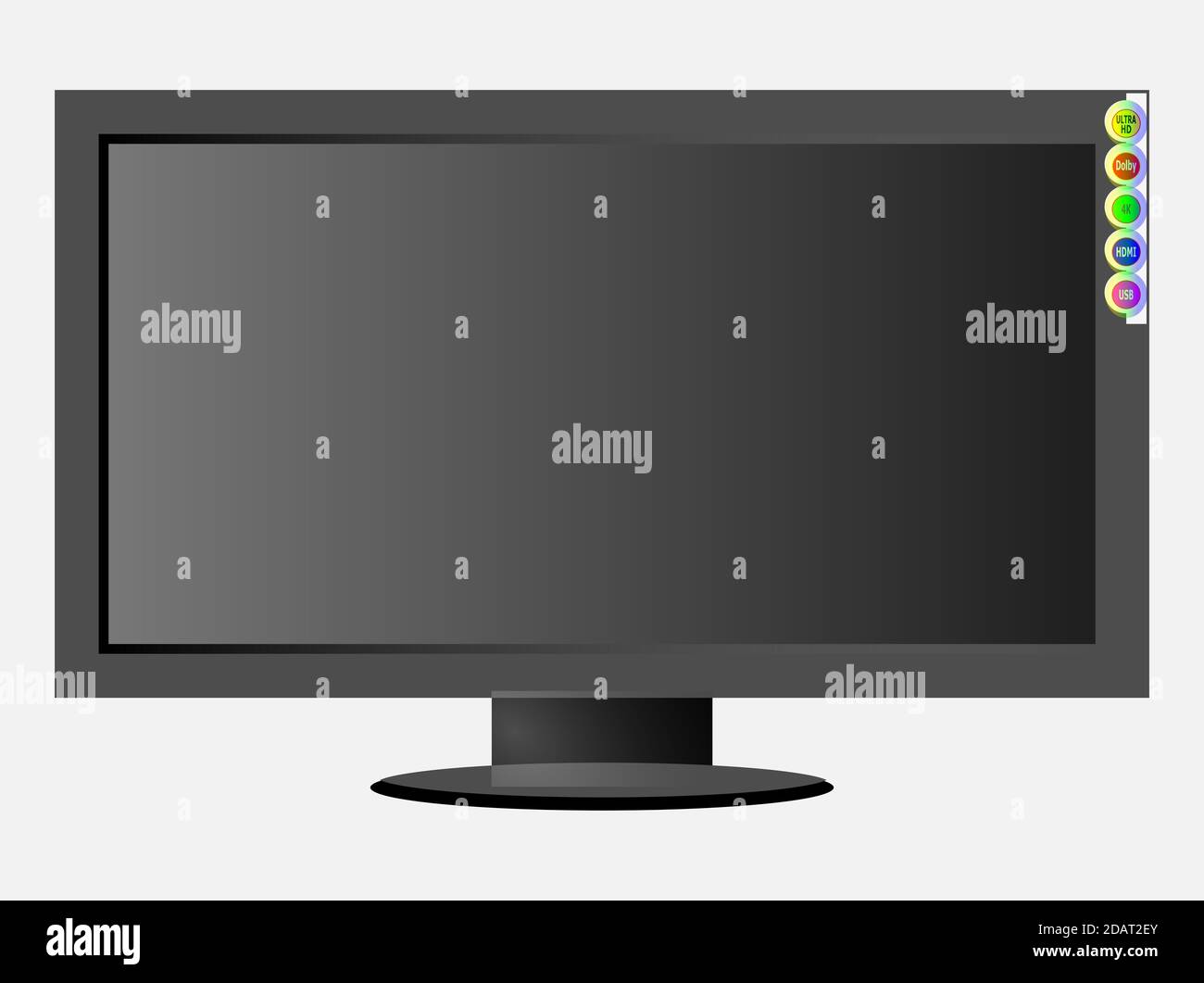 Black color flat led TV vector artwork in white background Stock Photo