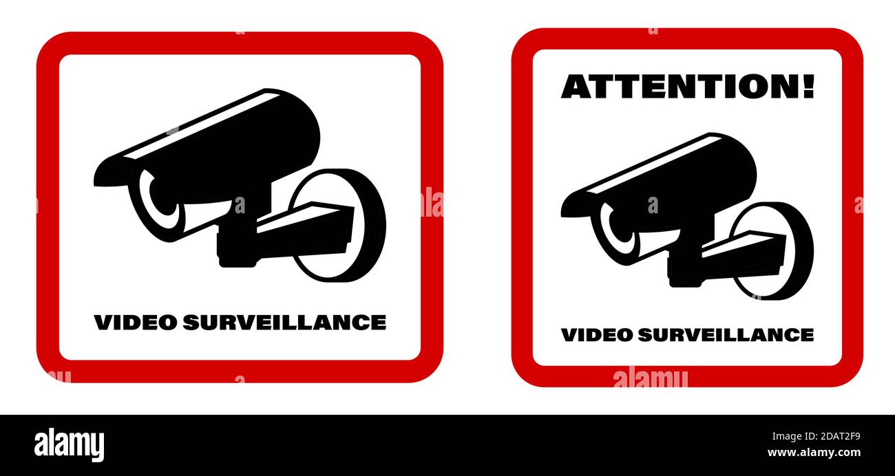 sign is being monitored, outdoor cctv camera, video surveillance. Icon