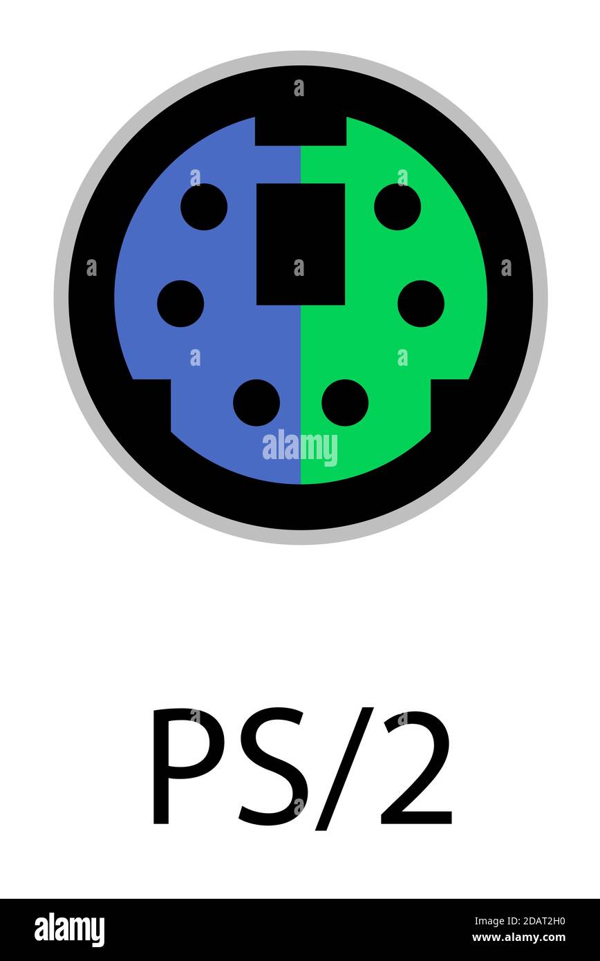 PS2 connector for a mouse, keyboard, peripherals on a transparent background Stock Vector