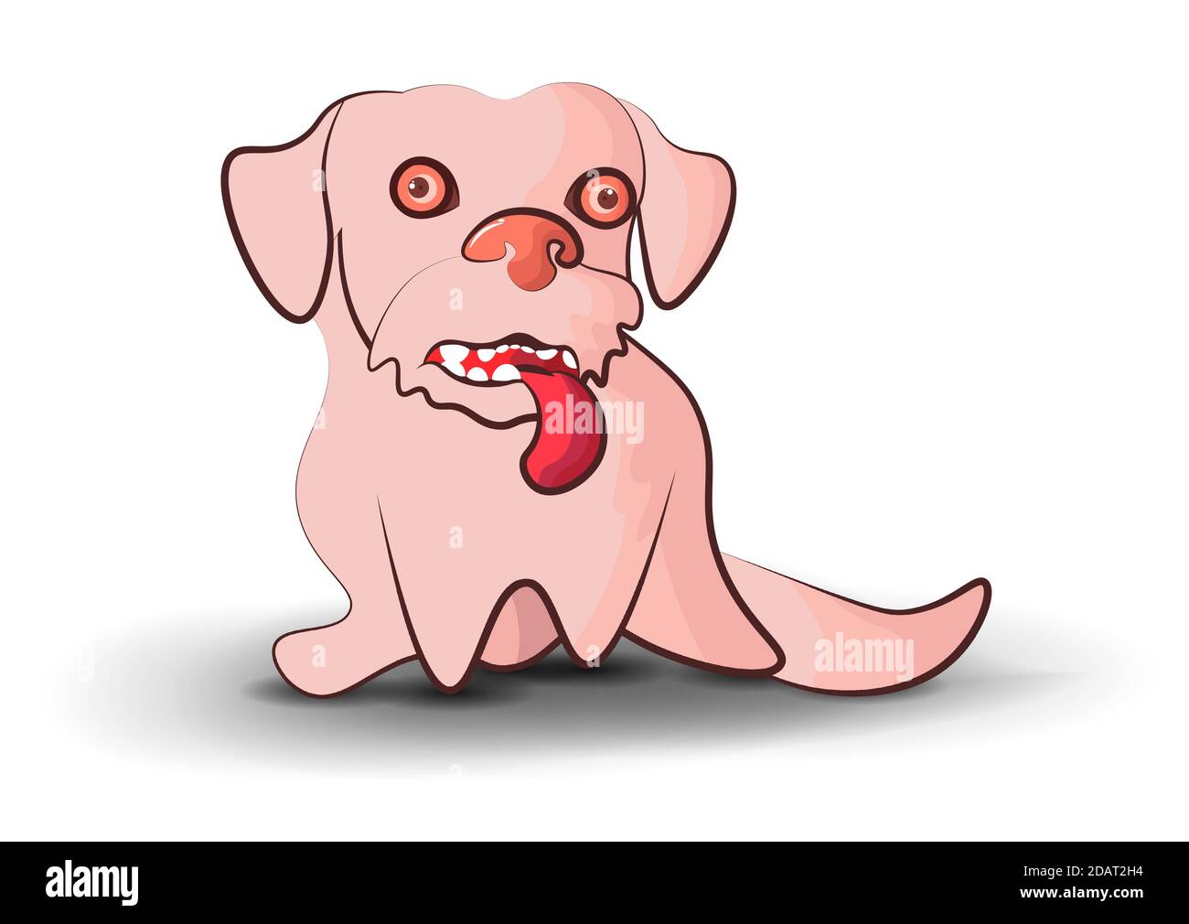 little crazy dog with big eyes. Funny illustration on a white background Stock Vector