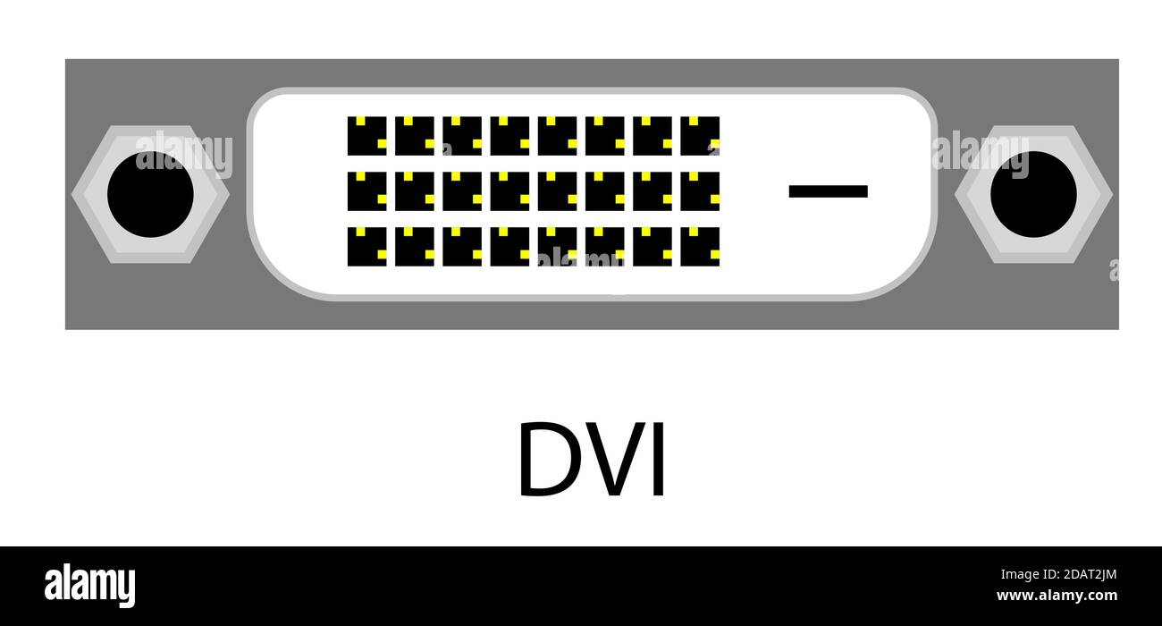 DVI connector for a monitor, peripheral devices on a transparent background Stock Vector