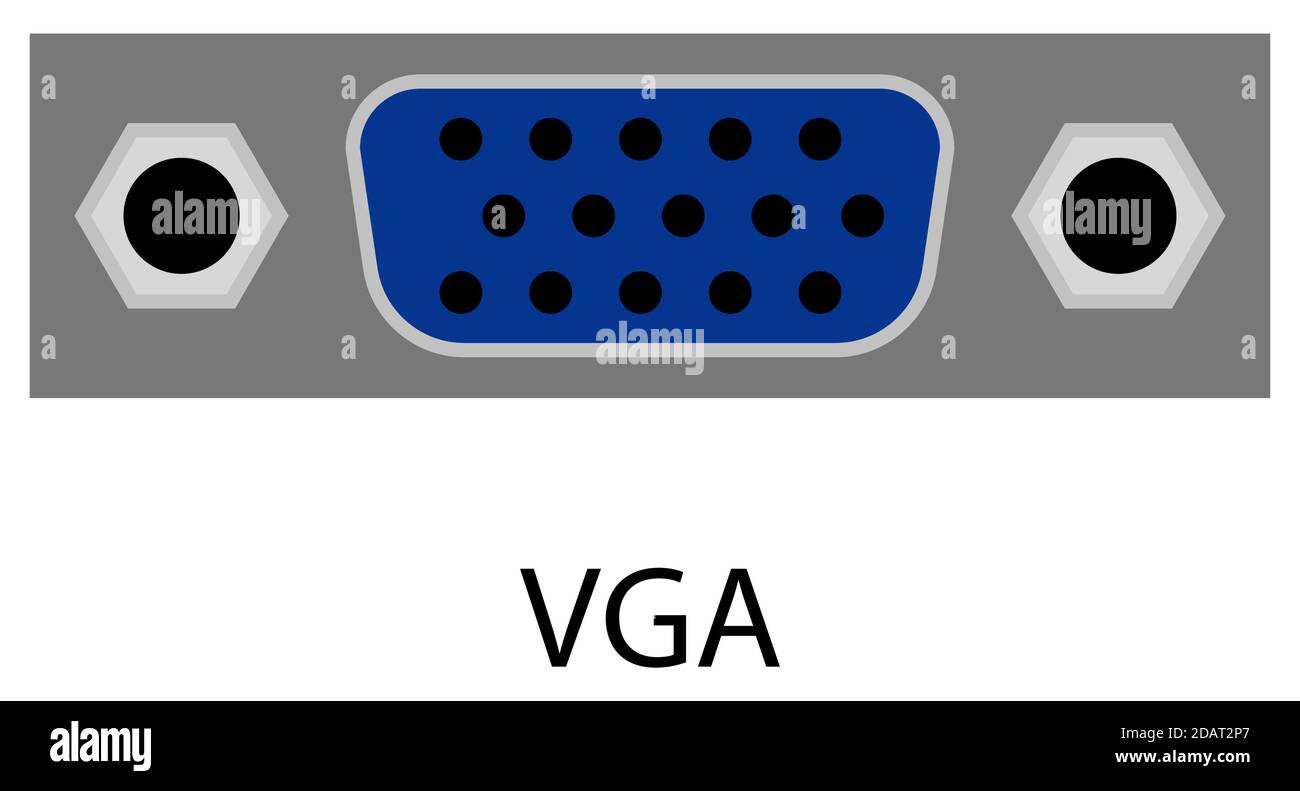 VGA connector for a monitor, peripheral devices on a transparent background Stock Vector