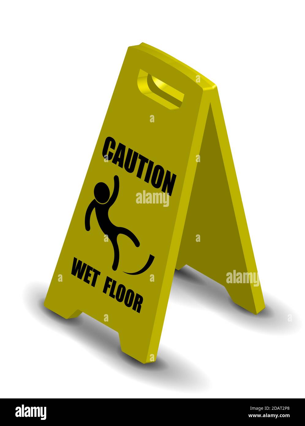 vertical plastic warning sign slippery floor on a yellow background. Isolated vector Stock Vector