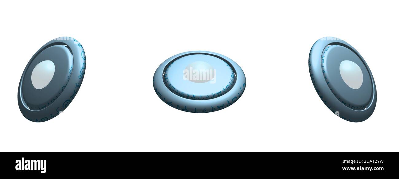 Isometry Flying saucer, alien spacecraft in three angles. Isolated vector on white background Stock Vector