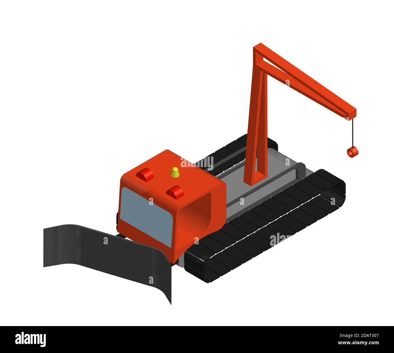 Alpine skiing machine, snowcat in isometric view. Isolated vector on white background Stock Vector