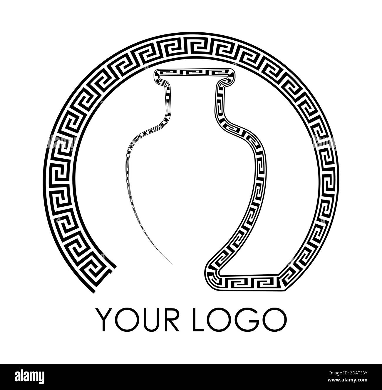 Logo greek vase, jug with ornament elements, patterns. Isolated vector on  black and white background Stock Vector Image & Art - Alamy