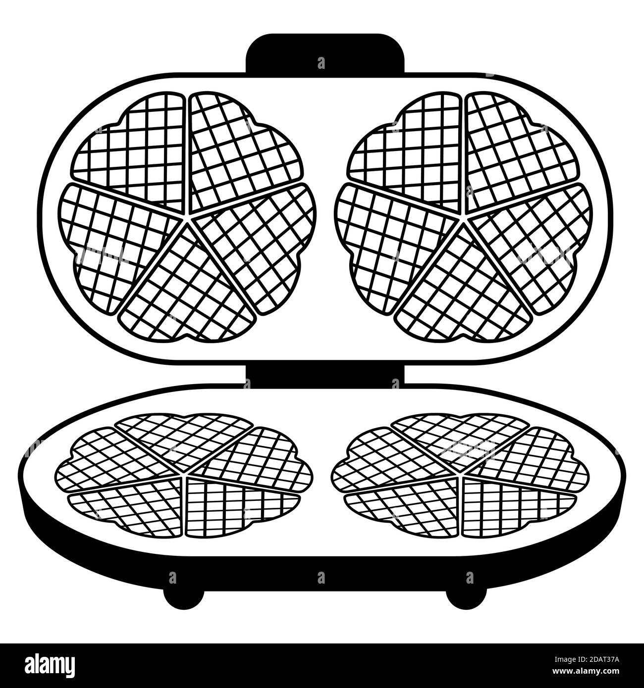 waffle iron, maker for baking sweets in a flat style. Vector isolated