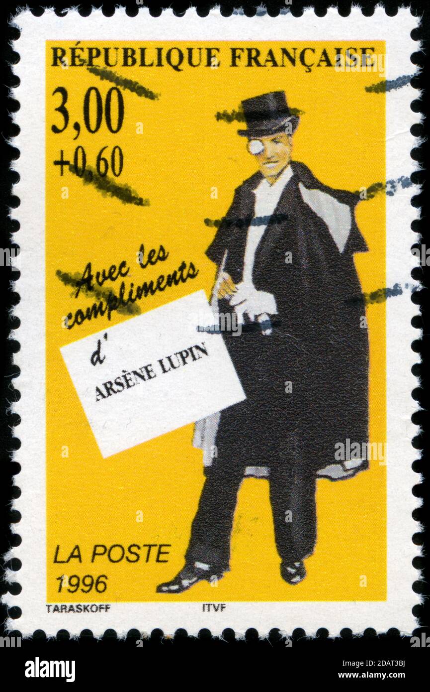 Postage stamp from France in the Heroes of Crime Novels series issued in 1996 Stock Photo