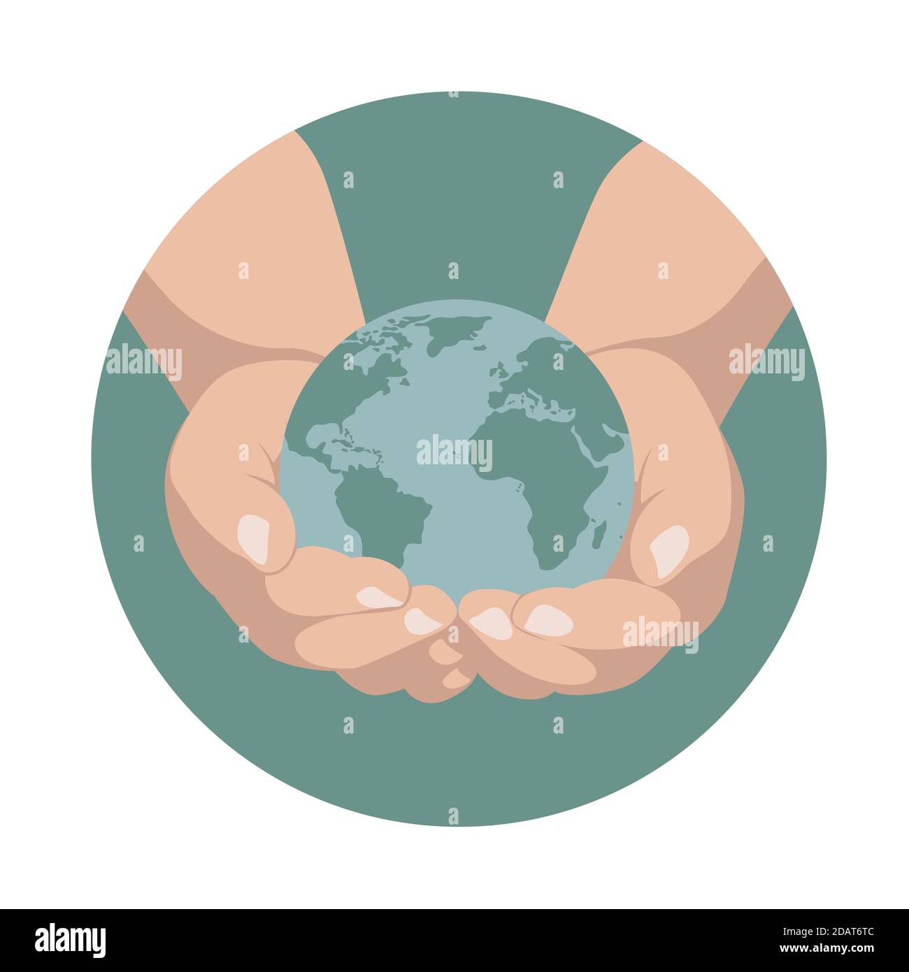 Man holding an earth globe in his hands, vector illustration,flat style ...