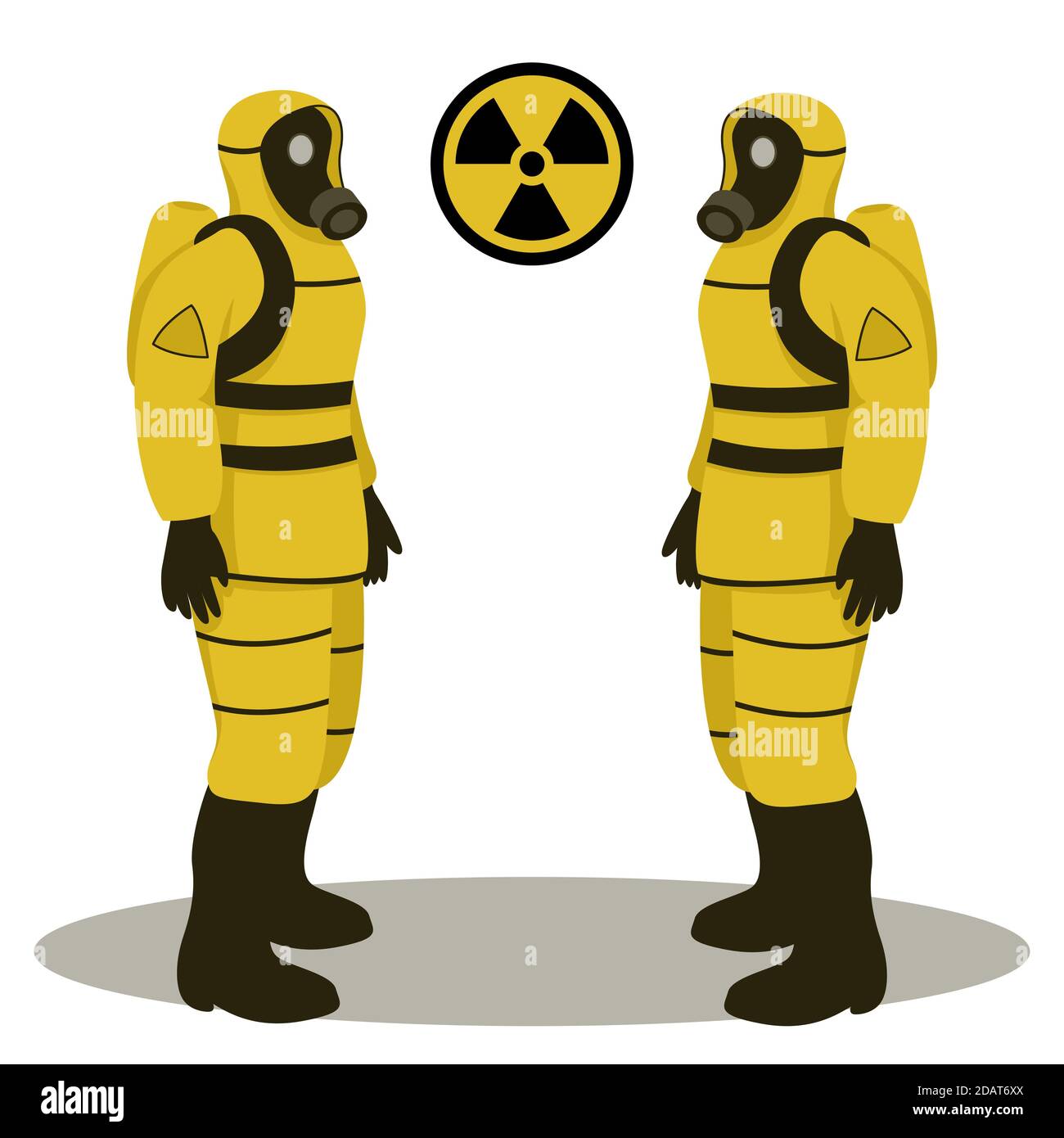 man with yellow radiation suit, vector illustration,flat style Stock Photo