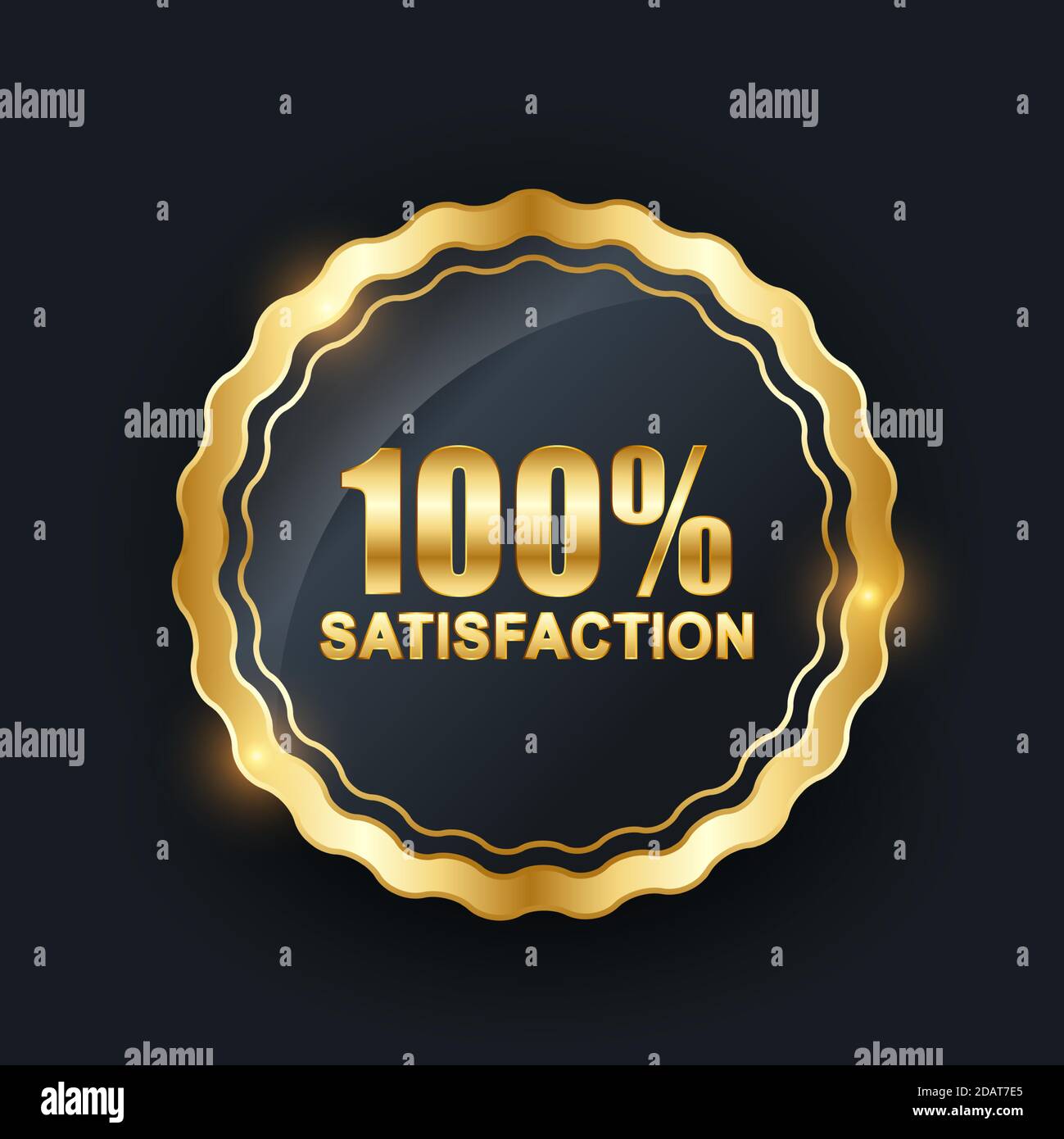 Vector 100 satisfaction guaranteed label on black background Stock Vector