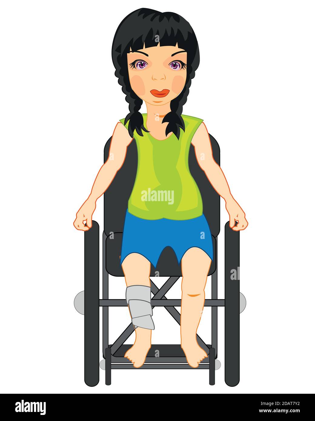 Making look younger beautiful girl in easy chair for invalid Stock Vector