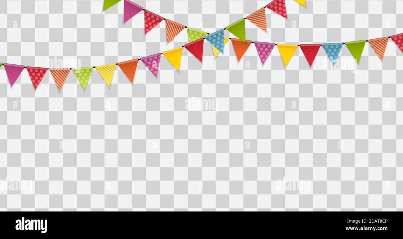 Party Flags on Transparent Background Vector Illustration Stock Vector