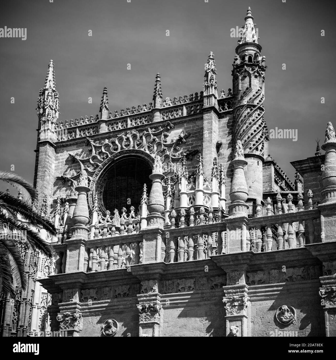 detail of the cathedral in seville,  spain. black and white Stock Photo