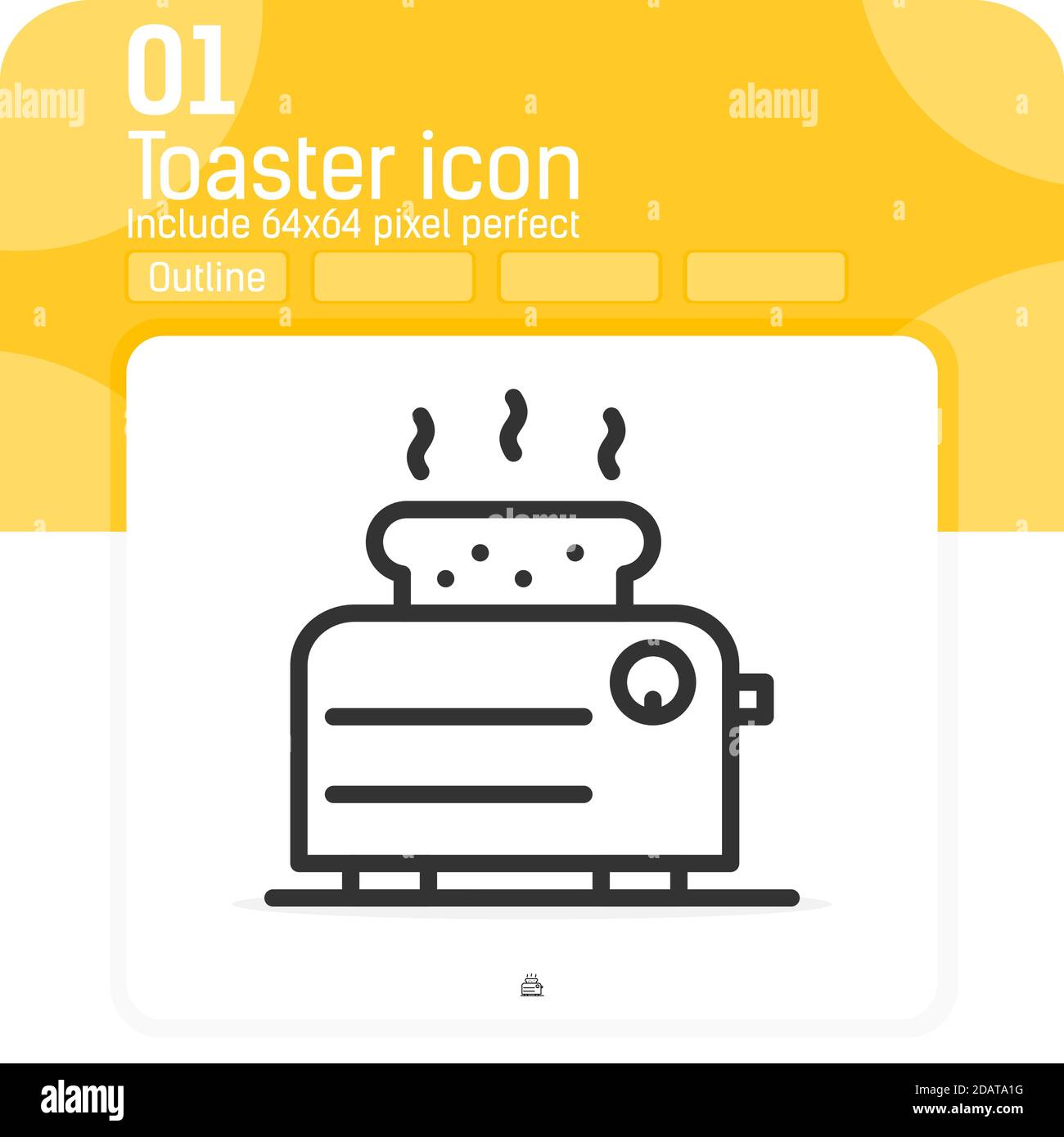 Outline toaster icon with lineal style isolated on white background. Vector illustration line toaster sign symbol icon for web design, ui, ux, food Stock Vector