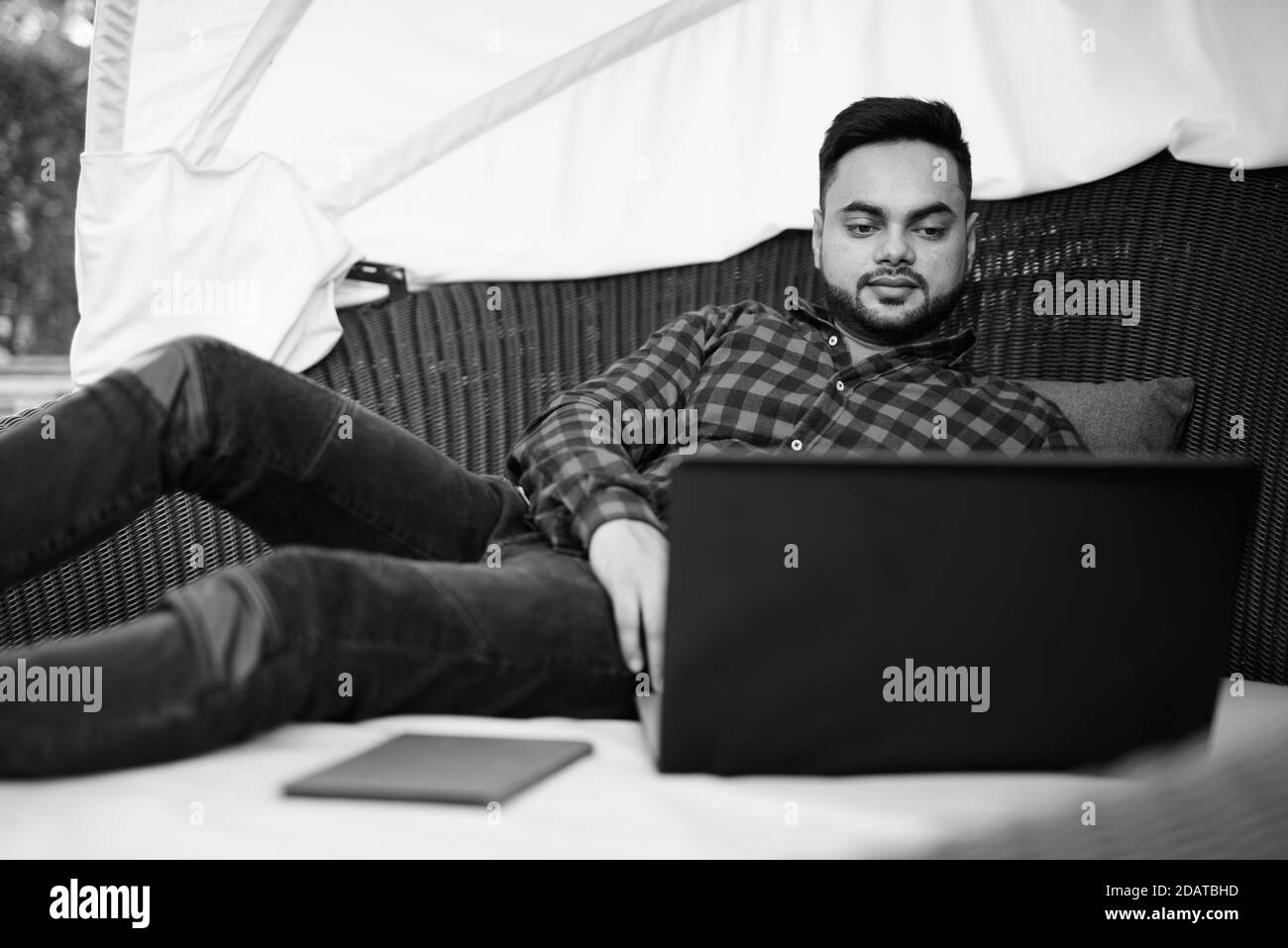 Indian businessman man working Black and White Stock Photos & Images ...