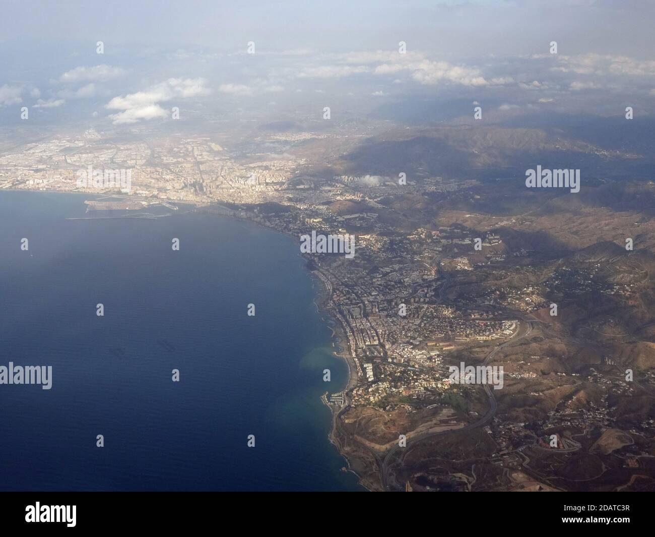 Espagne, décollage de Malaga et survol de l'Andalousie Stock Photo