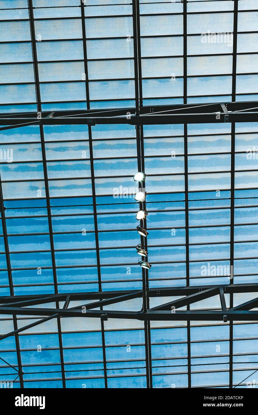 lights on a building metal structure with a window Stock Photo