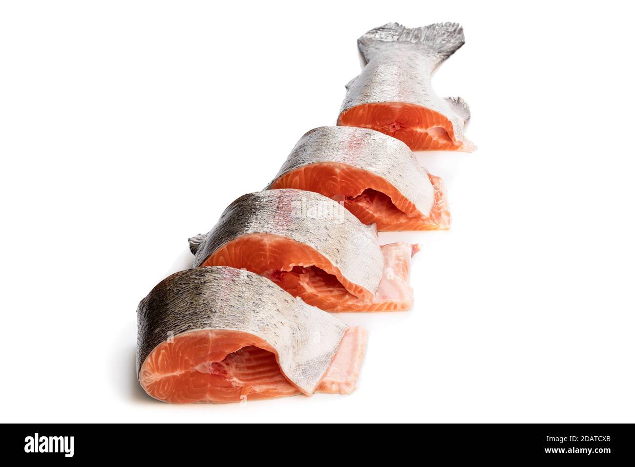 Raw Pink Salmon Steak, Red Fish, Chum or Trout Fillet Stock Image - Image  of meat, food: 143651169